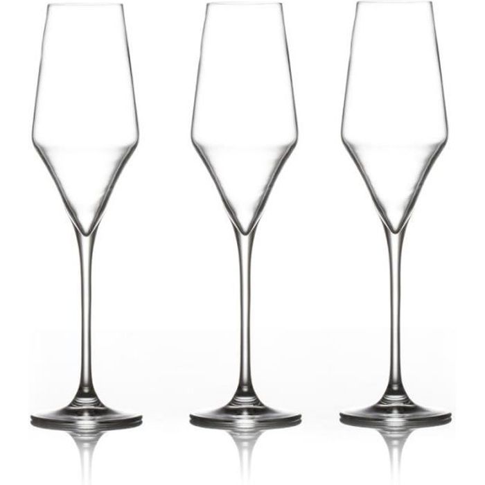 Lot de 3 Flûtes à Champagne -Clarillo- 22cl Transparent