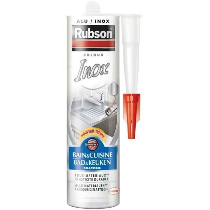 Mastic sanitaire silicone 280mL - inox gris métallisé