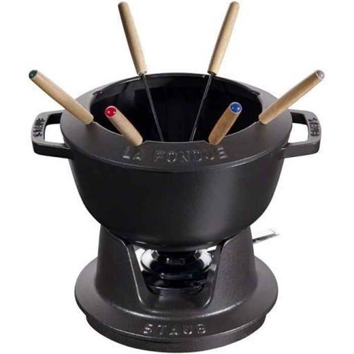 SERVICE A FONDUE EN FONTE 20 CM NOIR - STAUB