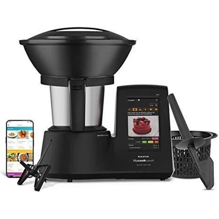 Taurus - Taurus Mycook Touch Black Edition Robot de cuisine, Wifi, 1600 W, 2 L, jusqu'à 140 degrés, multifonction, plus de 8 000