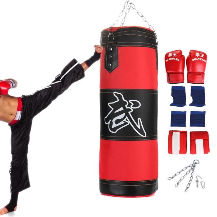 TEMPSA Sac de boxe frappe + suspension chaîne Crochet Gants bandage Sport 80cm