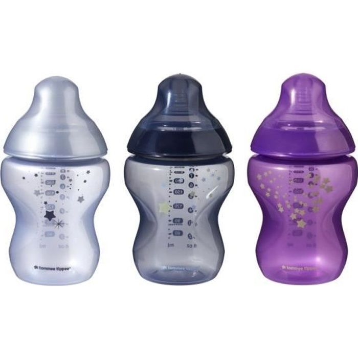TOMMEE TIPPEE Biberon CTN 260ml x 3 effet ciel étoilé