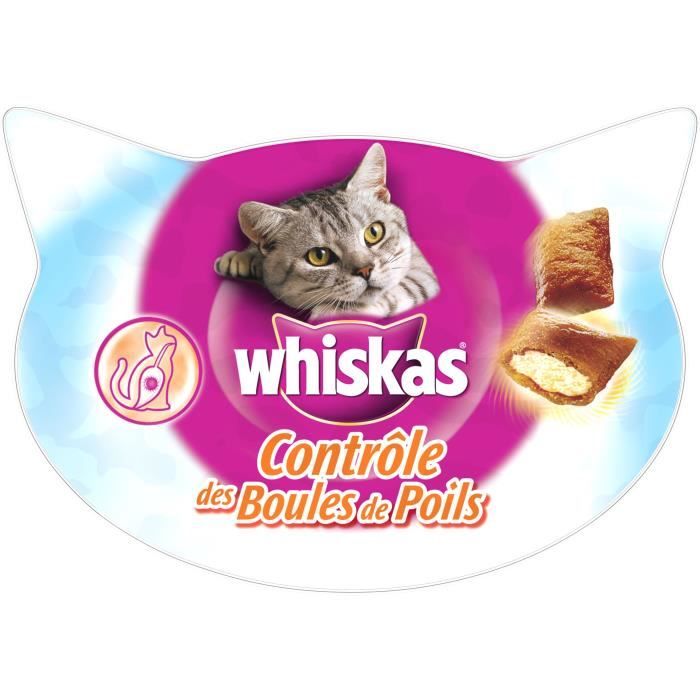 WHISKAS Friandises pour chat - Contrôle des boules de poils - 60 g