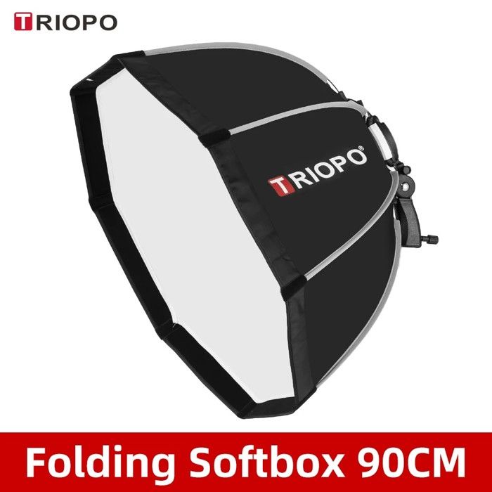 Boîte à Lumière Octogonale Pliable Triopo KX90 90 Cm - Compatible Godox V1, AD200, Etc., Monture Universelle