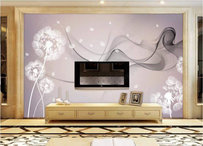 Papier Peint Panoramique Pissenlits Beige – WALLARENA XXL Pour Chambre Et Salon