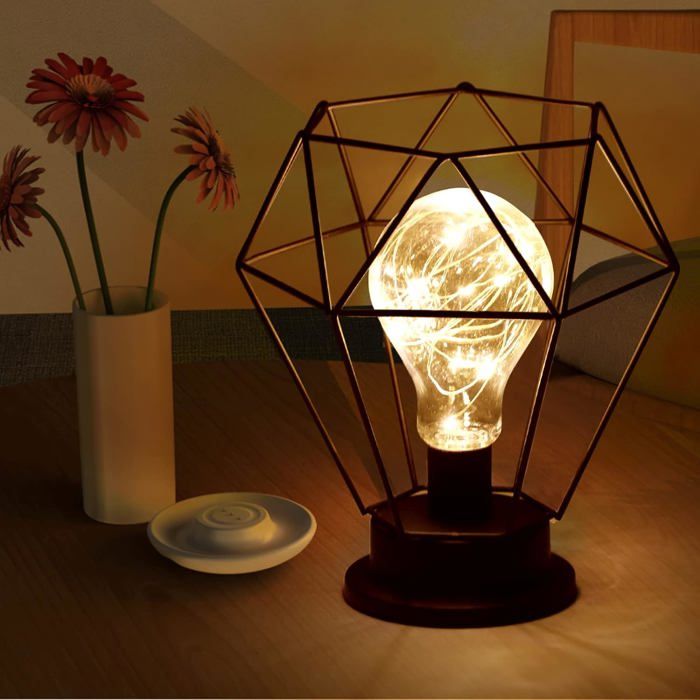 Lampe De Table Industrielle Vintage Awekliy - Culot E27 Max 60W - Interrupteur Double - Métal Noir