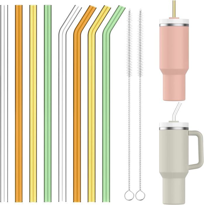 Lot De 2 Pailles En Silicone De Rechange + Brosses De Nettoyage Pour Bouteilles D'Eau & Biberons