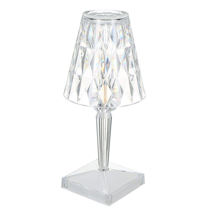 Lampe de table diamant en acrylique avec contrle tactile - 3 couleurs de lumire luminosit rglable rechargeable par US LAMPE A POSER