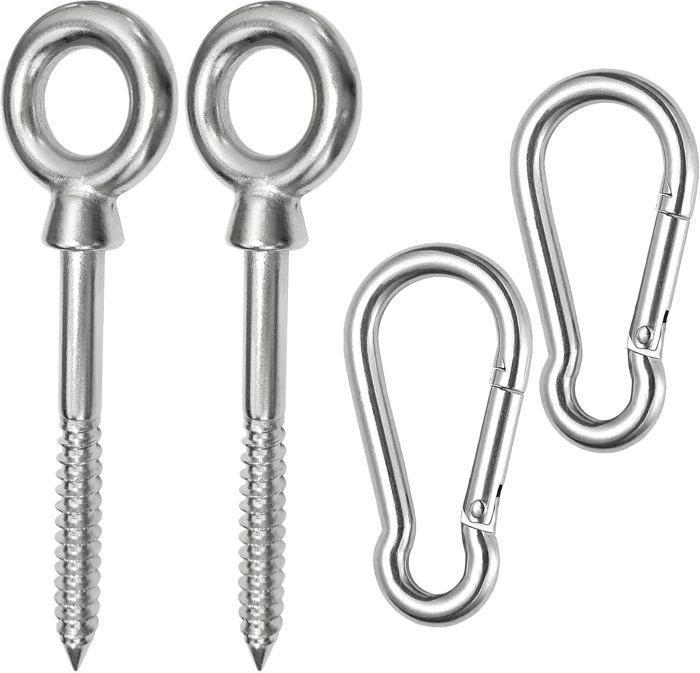 8 Pièces M8 Mousquetons En Acier Inoxydable, Capacité De Charge Maximale De 300 KG, 80 X 8 Mm Mousqueton De Fixation Pour Charges Lourdes Pour Camping, Randonnée, Voiles D'ombrage, Hamac Ou Balançoire