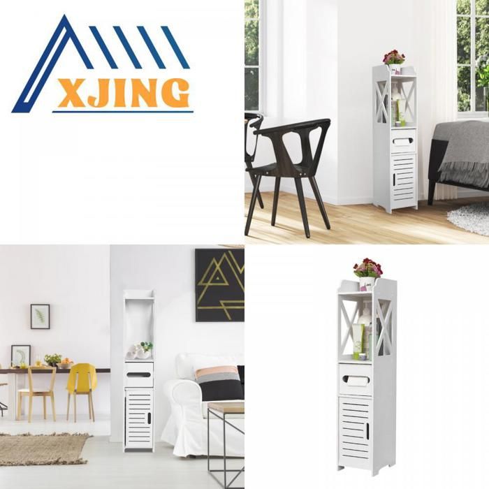 XJING Armoire de salle de bain autoportante - 15*15*80cm-Matériau pp écologique