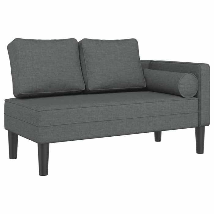 Meridienne chaise longue canape pour interieur avec coussins en tissu gris fonce DEC026078
