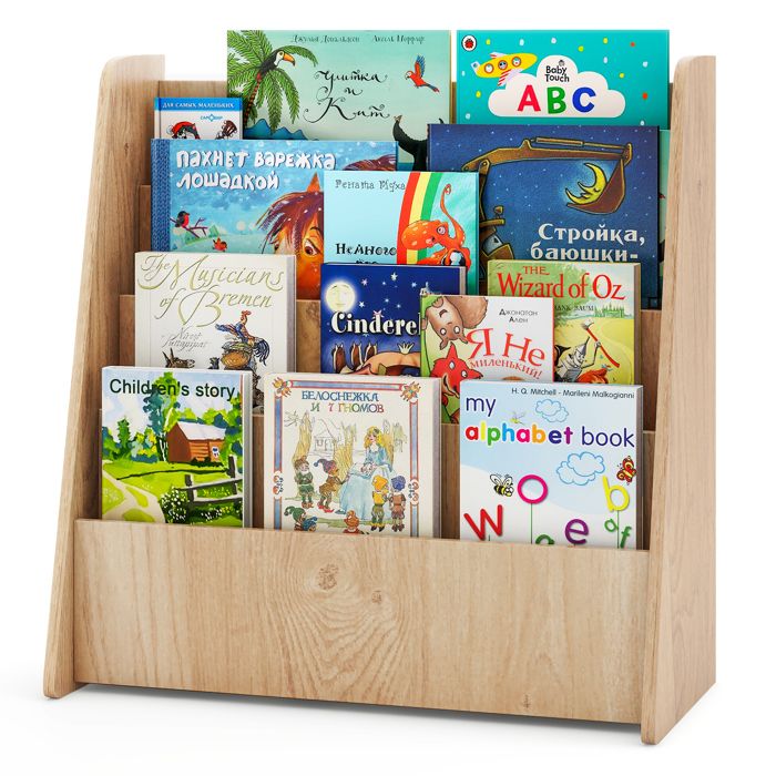 COSTWAY Bibliothèque pour Enfants à 4 Niveaux Etagère pour Magazines pour Chambre dEnfants Salle de Jeux Naturel COSTWAY Bibliothèque pour Enfants à 4 Niveaux Etagère pour Magazines pour Chambre dEnfants Salle de Jeux Naturel