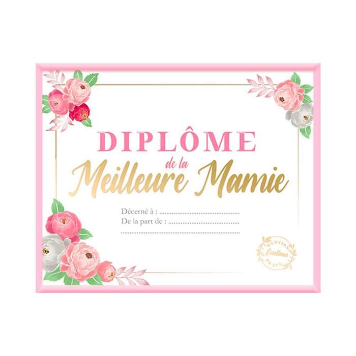 Cadre murale 'Diplôme de la Meilleure Mamie' - Dimensions : 25,5 x 21 x ...
