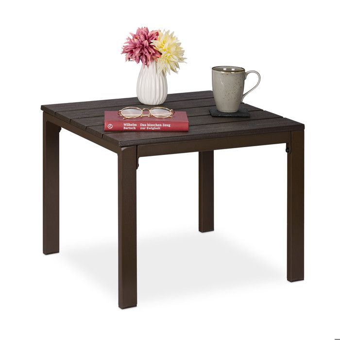 Chaise de jardin - Aluminium - Aspect bois marron - Résistante aux intempéries - 1 personne