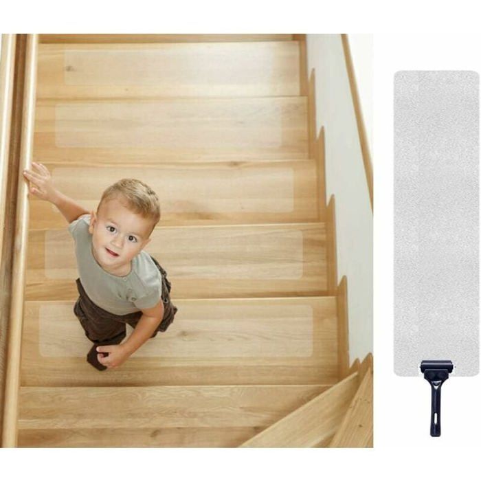 Bandes antidérapantes pour escaliers bandes antidérapantes transparentes pour escaliers 10 cm x 60 cm paquet de 15. YYV