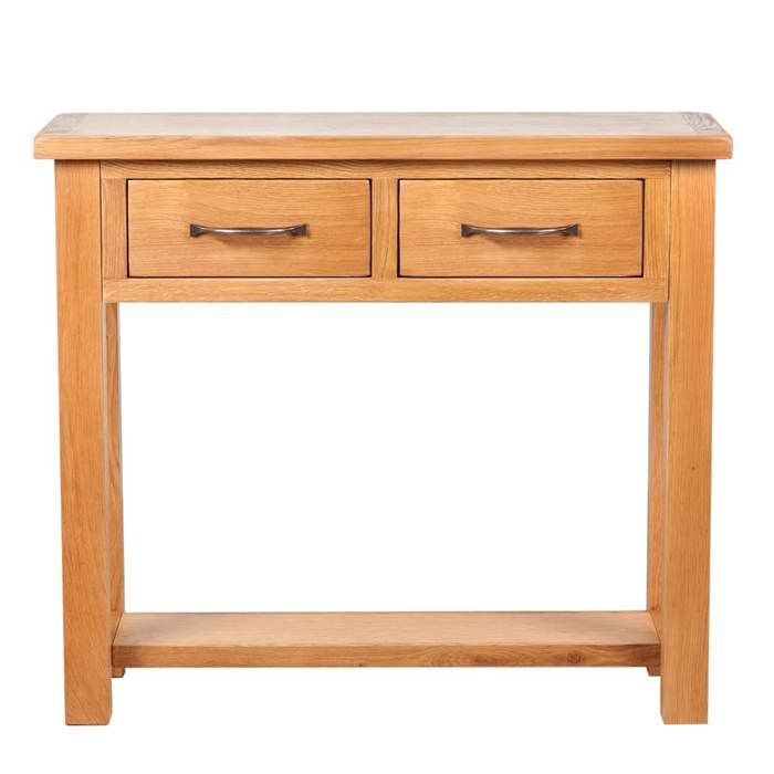 Table de salon Bois - Armoire Haute Table console avec 2 tiroirs 83x30x73 cm - bois de chêne massif@EU13799830