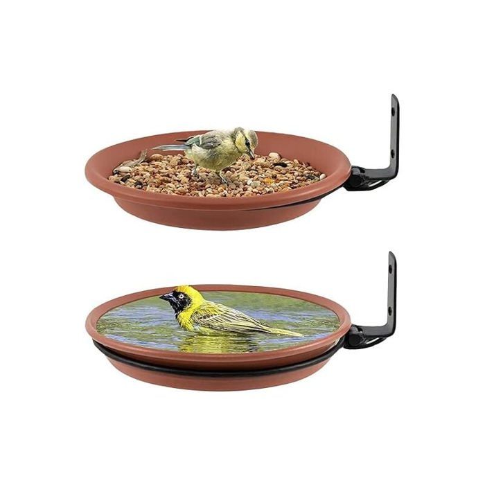 2 PCS Abreuvoir OiseauxMangeoire pour Oiseaux Exterieur Et Bain doiseauxAbreuvoir pour Oiseaux BalconDistributeur Nourriture p