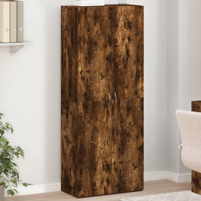 Armoire de classement chêne fumé 60x32x153 cm bois d ingénierie