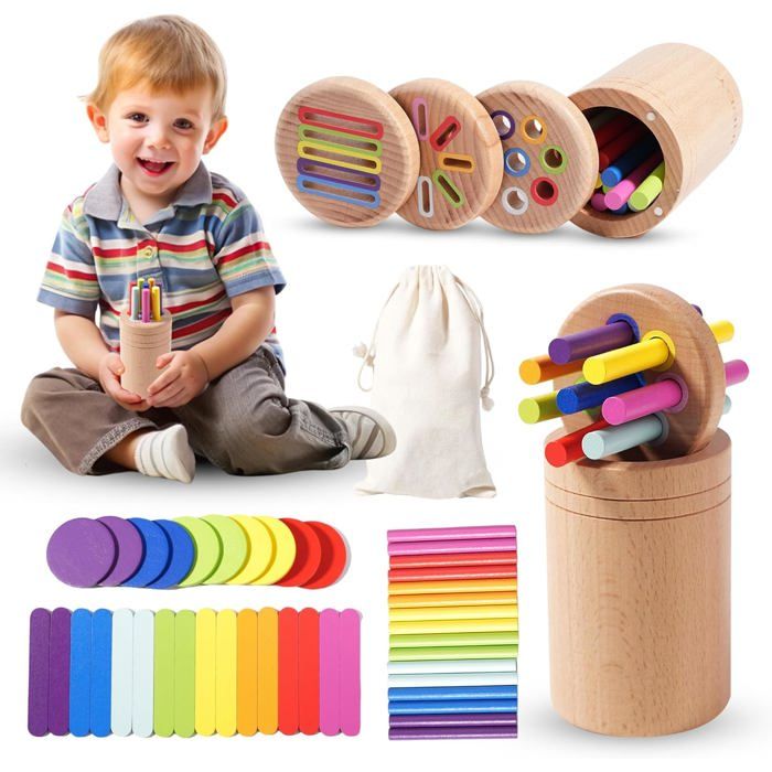 Jouet Montessori 8-en-1 En Bois – Activités De Tri Sensoriel, Développement Motricité Fine, Cadeau Idéal Pour Enfants 1 2 3 4 Ans