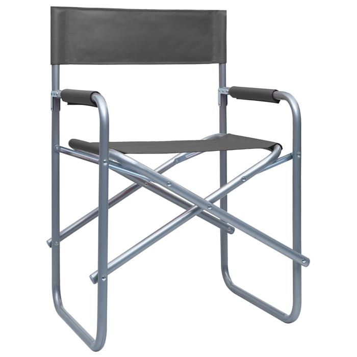 Chaises de metteur en scène pliantes - vidaxl - Lot de 2 - Acier - Gris - 48x57x79 cm - Accoudoirs - Pliable