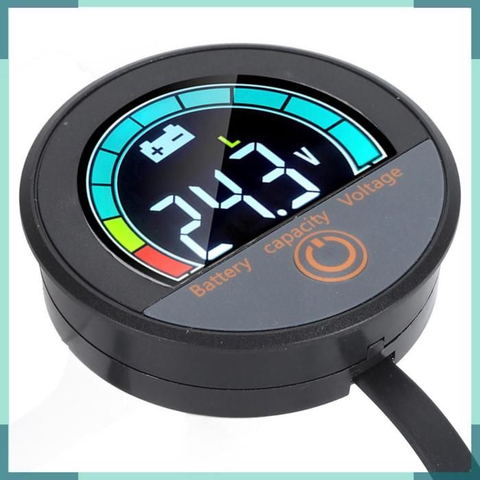 Voltmètre 48V Pour Vélo électrique – Indicateur De Batterie LCD Avec Câble 70 Cm, Afficheur 6,5 X 3,5 Cm – Noir