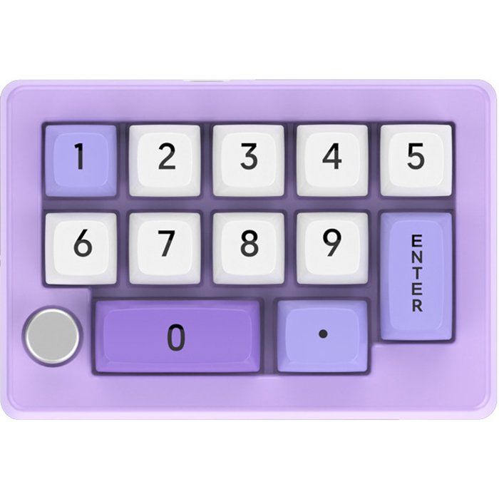 Clavier mécanique avec pavé numérique à 13 touches programmation de macros personnalisable et bouton rotatif (violet).