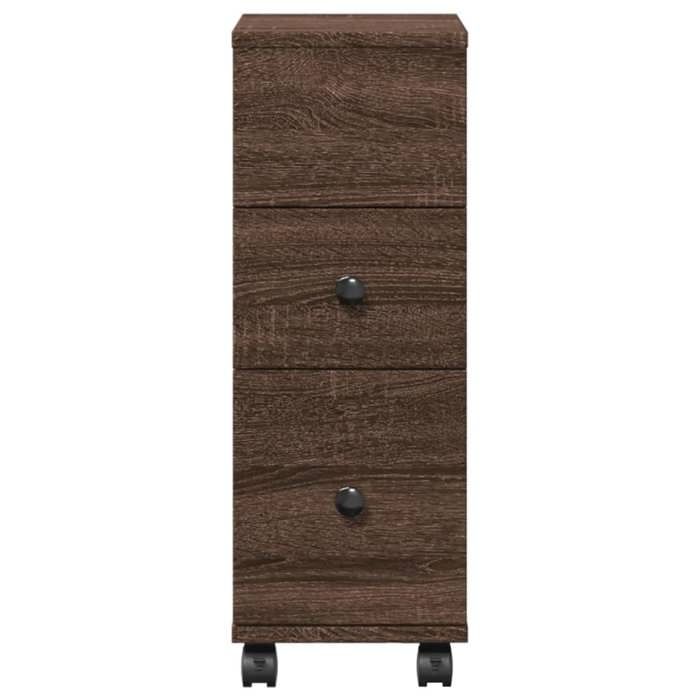 Moderne Armoire de salle de bain étroite BURKE Meuble WC à roulettes chêne marron 23x33x65 cm AA1183