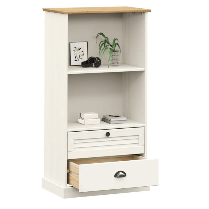 Promo 2026Meuble de rangement - Blanc Bibliothèque - CLARENCE - Pour salon - VIGO blanc 60 x 35 x 114 5cm bois massif de pin - 365