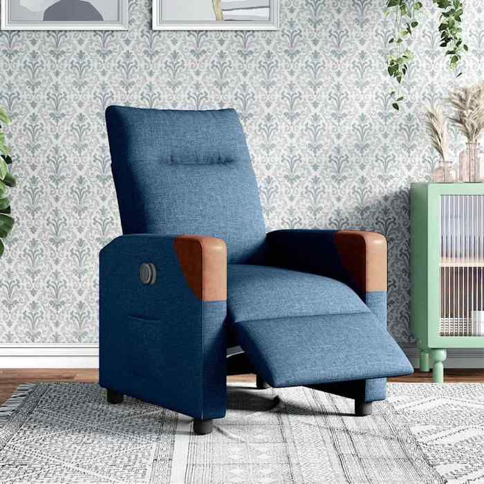 Les Soldes Fauteuil inclinable (1 PLACE) - CLOUD - Capacité de charge max. : 110 kg - électrique Bleu Tissu J5267