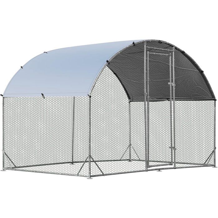 GIANTEX Grand Poulailler en Métal 190 X 280 X 195 CM Cage à Volaille avec Porte Verrouillable Enclos d’Animaux  pour Ferme Cou
