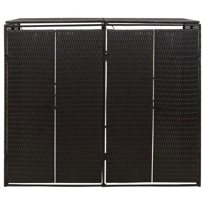 En PromotionAbri pour poubelle Moderne - ABOTT@ Coffre doutils/Armoire Bas poubelle - double Noir 140x80x117cm Résine tressée B75