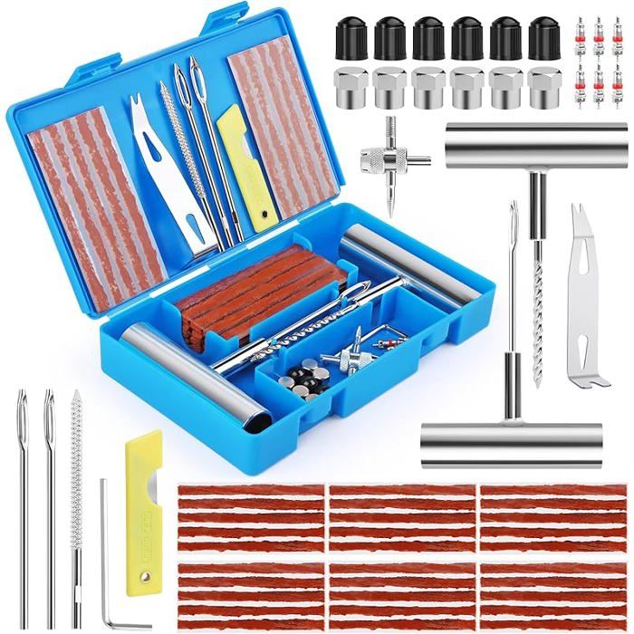 58 Pièces Kit de Réparation de Pneus Outils de Réparation de Pneus de Voiture Kit Meche Pneu Crevaison Voi PIECES DETACHEES CUISSON