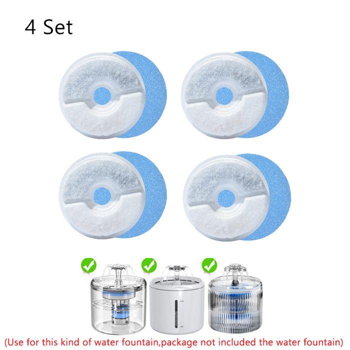Filtres pour fontaine à eau pour chat - Phoesky - Charbon actif - Système de filtration à cycle quadruple - 4 pièces