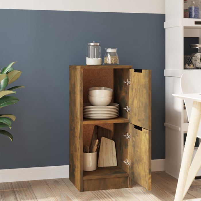 Armoire Vaisselier Durable - Brun - Buffet de cuisine - avec Rangement - Chêne fumé - 30x30x70cm - Bois dingénierie LH4645333