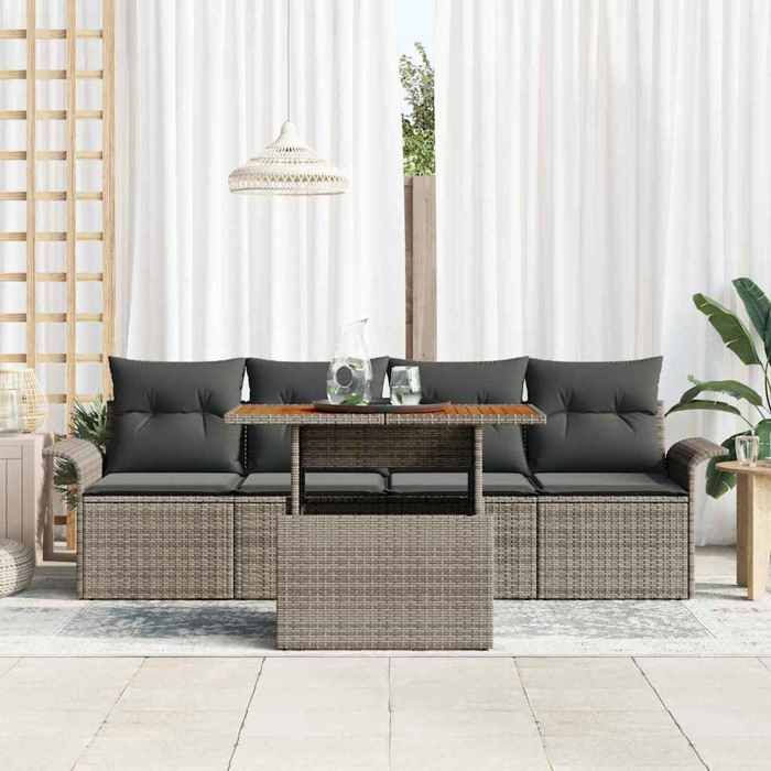 Ensemble de canapé de jardin avec coussin 5 pcs - moderne - SOFA-SET - Gris CC575