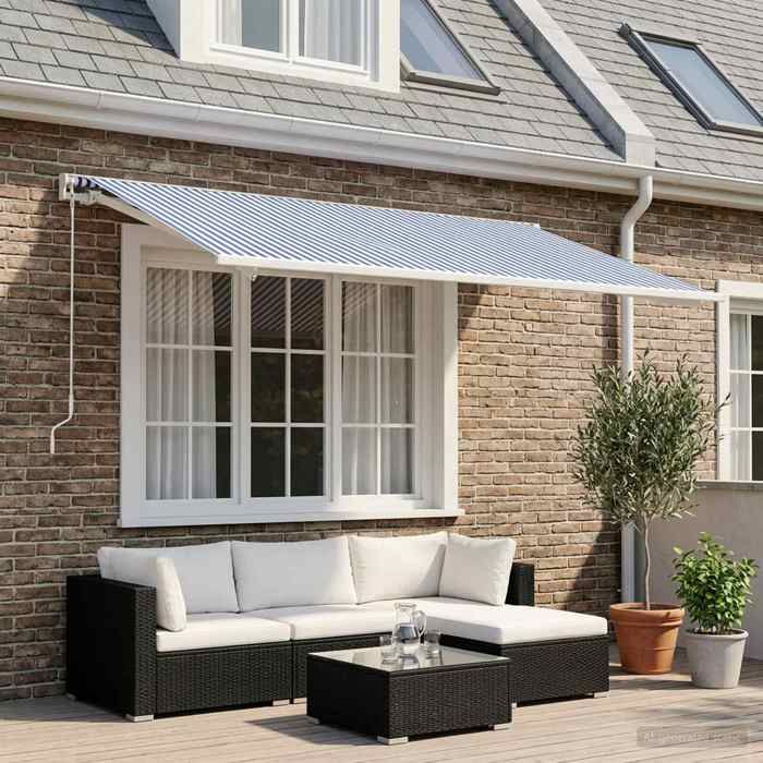 vidaXL Toile de rechange pour auvent Bleu et Blanc 300 x 250 cm 3444181