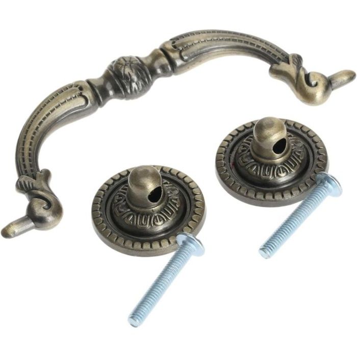 Lot de 2 Poignées de Commode de Traction Vintage Bronze Entraxe 96mm Boutons de Meuble Antique avec Vis