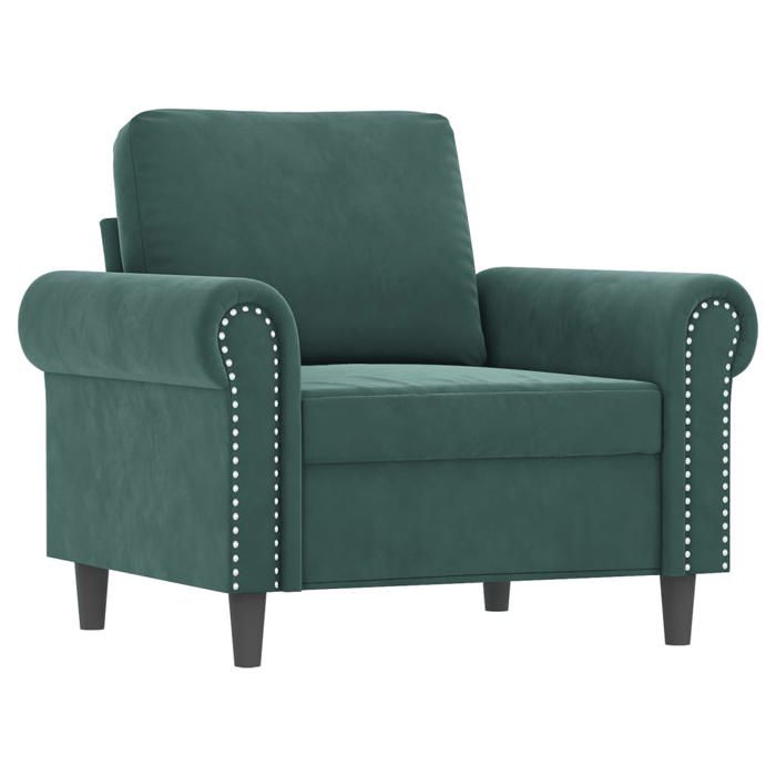 Vert SOFA - Moderne - Fauteuil simple - Chaise-Canapé - avec repose-pied Vert foncé 60 cm Velours C2217