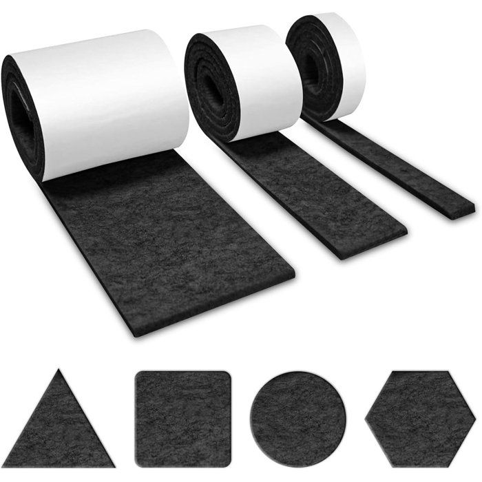 Rouleau De Feutre Autocollant Anti-Rayures Pour Meubles 3 Tailles 100x10/5/2 cm Noir Protection Sol Mur