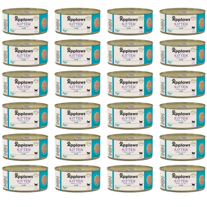 APPLAWS Filet de Thon en Gelée pour Chatons - Nourriture Humide pour Chats - 24x70g