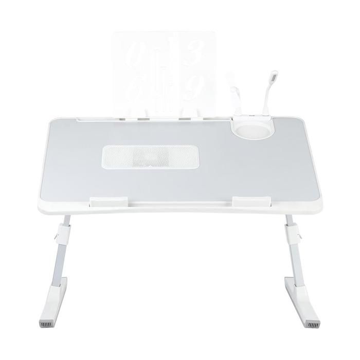Table de Lit Multifonctionnelle Réglable en Hauteur avec Ports Usb Table Portable pour Ordinateur Tablette 60 × 40 × 22-40 cm