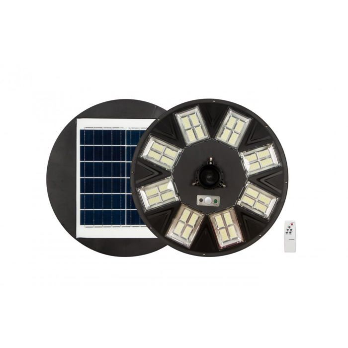 Lampadaire solaire LED 4000 lumens IP65 extérieur batterie 15 000 mAh télécommande incluse détecteur de mouvement 6-8 m éclai