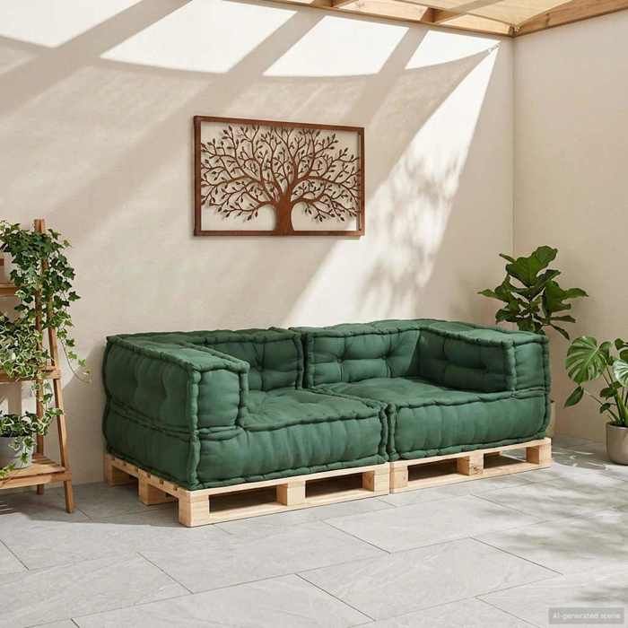 VENTE-FLASH Canapé modulaire 2 places vert 140x70x36 tissuavec manuel de montage（17279530）VIDAXL