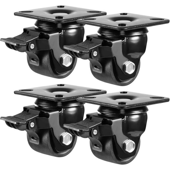 Roulette charge lourde 50 mm avec frein - lot de 4 pivotantes 360° en nylon - 1000 kg par roulette - pour meuble