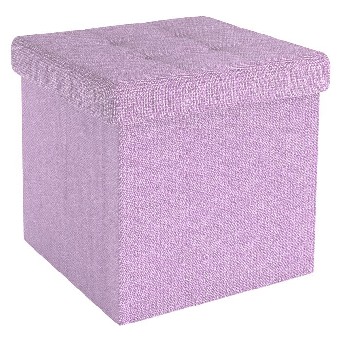 Pouf pliable coffre de rangement 38 x 38 x 38 cm rose lotus - tabouret cube repose-pieds et boîte en tissu avec couvercle