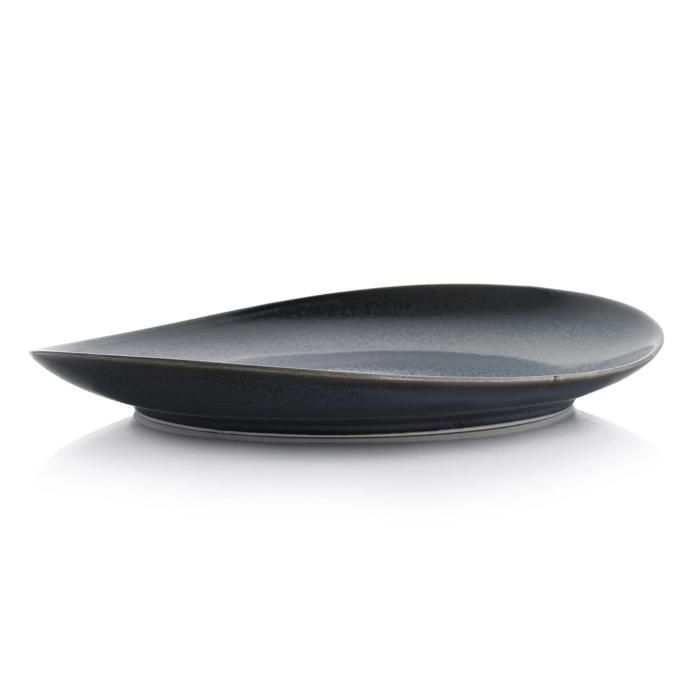 Assiette plate en porcelaine 28 cm émail réactif graphite noir DUKA