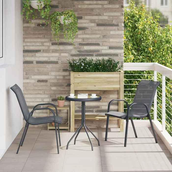 Meuble - vidaXL - Ensemble bistro de jardin - Pour Salon Balcon - résistante à leau - 3 pc Gris Acier