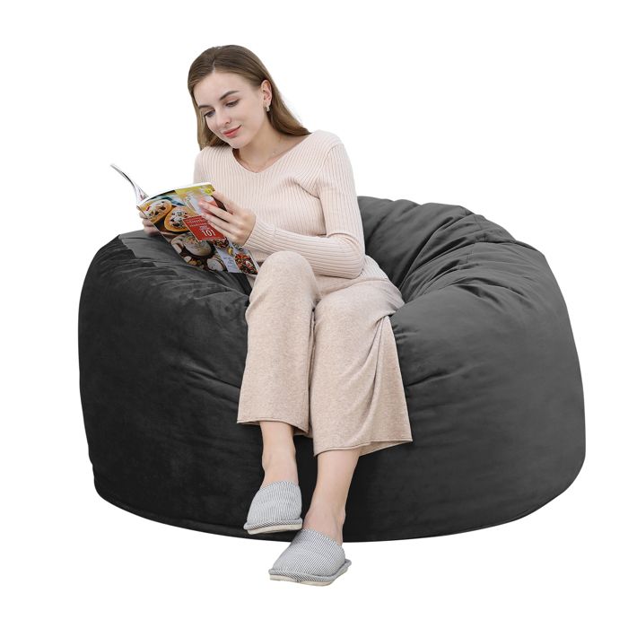 Fauteuil Pouf Poire Adulte Enfant - PioneerWorks - en Velours - Canapé Moelleux Ultra-Doux - canapé lounge salon -Noir