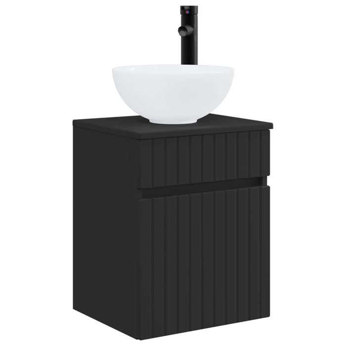 Meuble - Armoire WC - Noir - Meuble de lavabo mural Noir 39x35x63 cm Bois dingénierie_3857
