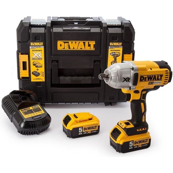 DEWALT Boulonneuse à chocs Brushless DCF899P2 950 Nm Livrée avec 2 batteries 18 V et chargeur voltage - vue 1